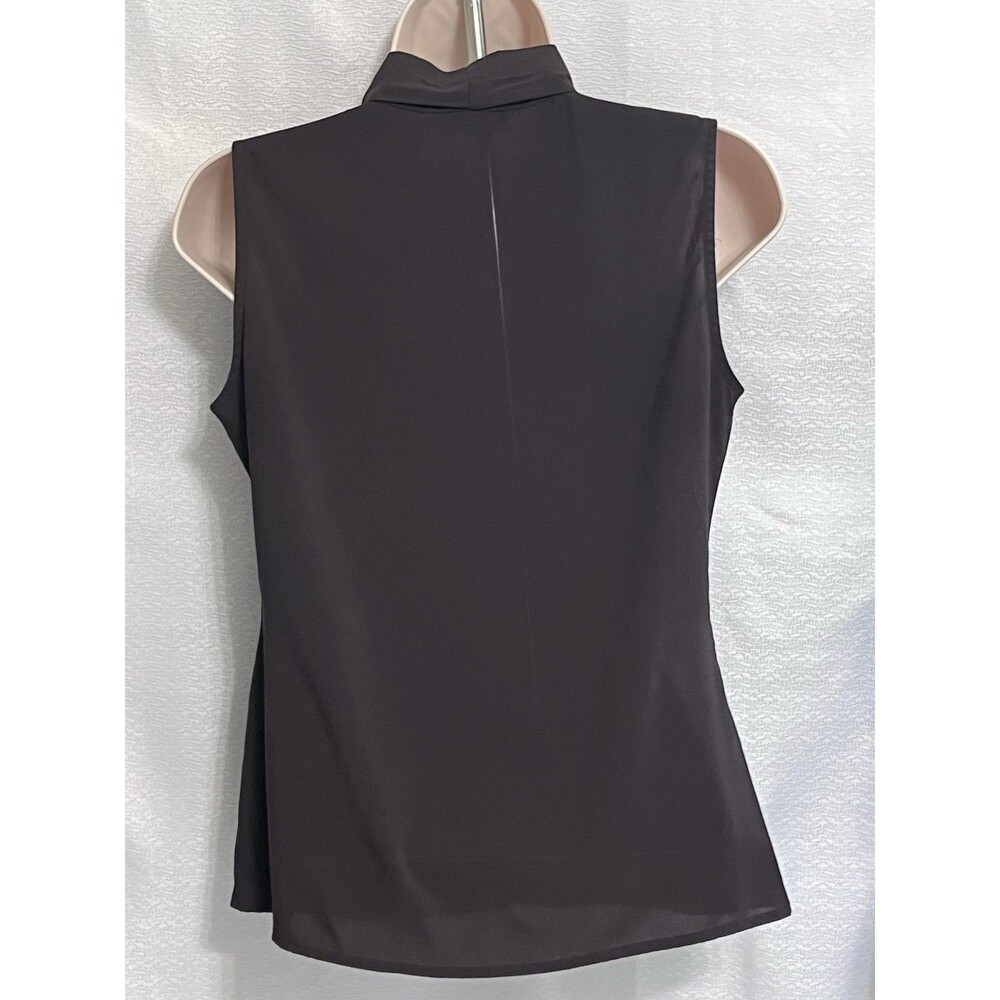 Calvin Klein Sleeveless V Neck Sleeveless Blouse Womens P Chocolate Brown Corp - Picture 3 of 6